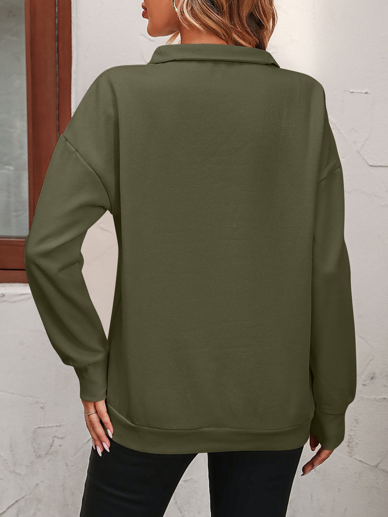 Zip-Up Dropped Shoulder Sweatshirt Zip-Up Dropped Shoulder Sweatshirt